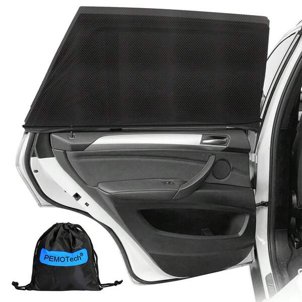 Rete parasole specifica per auto | Isolamento termico e riduzione della temperatura | Rete parasole con protezione UV del 99% | Misura L 59*48 cm (forma naturale) | Set da 2 pezzi | Rete parasole in tessuto Oxford ad alta densità | Resistente al sole e durevole | Design a rete traspirante (nessuna perdita di visibilità)