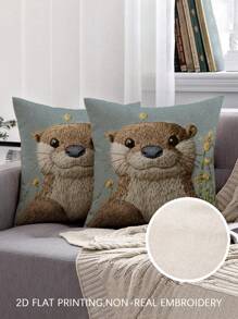 1 Stück/2 Stück moderner Felsen-Otter Muster umkehrbarer Kissenbezug, in verschiedenen Größen erhältlich, maschinenwaschbar, beidseitig super weicher Plüsch, Reißverschlussschluss, weicher Stoff Dekorationskissenbezug, geeignet für verschiedene Raumtypen - ohne Einsatz