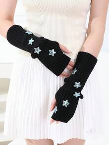 10 件星形露指手套，Y2K 风格臂套，针织亚文化设计，适合秋冬