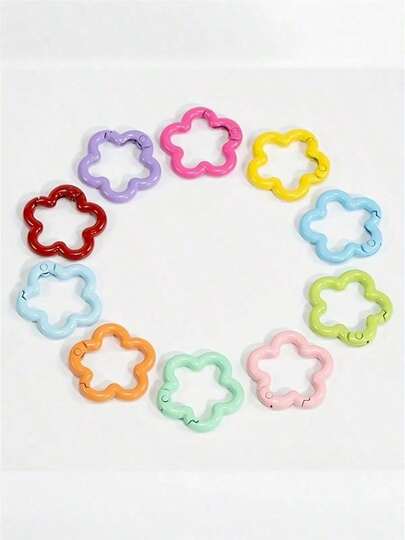 5/10 PCS Aluminum Alloy Flower Shape Outdoor Keychain, Bright Color, Multi-Functional Pop-Up Fob For DIY, Lightweight And Durable Floral Keyring Accessory For Everyday Carry, Versatile Clip-On Charm, Weather-Resistant Metallic Finish, Compact Outdoor Gadget, Eye-Catching Palette, Quick-Release Design, Perfect Giftable Accessory