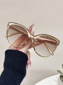 全新 1 件圆形个性化经典优雅知性 Y2K 女士时尚眼镜，适合驾驶、划船、钓鱼、日常生活、街拍、商务约会服装时尚配饰，适合所有脸型，猫眼形墨镜