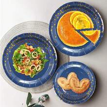 Juego de cubiertos desechables de 160 piezas para 20 invitados, juego de cubiertos de azul y dorado que incluye plato de cena, plato de ensalada, servilleta, taza, cuchillo, tenedor y cuchara para de cumpleaños o boda - 1 - Ver 6