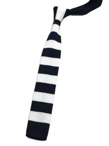 1 件条纹休闲涤纶针织领带，男女通用，四季皆宜