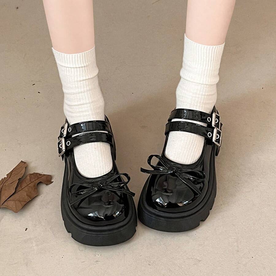 Women Loafers Shoes - 黑色亮光 - 查看 1