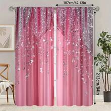 2 件波西米亚风格粉色亮片窗帘 - 轻质涤纶，带杆袋设计，方便悬挂，半透明，带有精致亮片细节，非常适合客厅、卧室、游戏室装饰和派对用品，可过滤光线