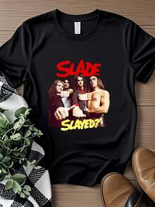 180g Pure Cotton Slade Band Black T Shirt Size S M L 234XL Cotton 009 Print Round Neck Short Sleeve Comfortable Unisex Summer Versatile Men's Soft Stylish Slightly Top For Everyday Wear Graphic Casual Breathable Fashion Designer Clothes Stretched Streetwear For Women