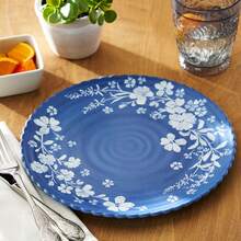 12-Piece Blue Daisy Bamboo Melamine Dinnerware Set - 藍色 - 查看 4