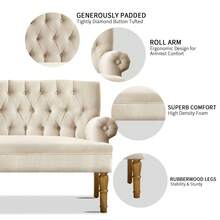 Loveseat Sofas For Living Room Loveseat For Living Room Couch In A Box Sofa Para Sala Love Seats Furniture Sofa In A Box Long Couches For Living Room Settee Loveseat,Linen - 米色 - 查看 4