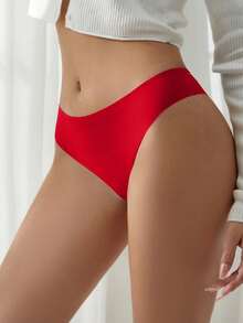 1 pieza Tanga de ropa interior sexy con estampado de cintura baja de color rojo - Tanga de bikini sexy - Rojo - Ver 2