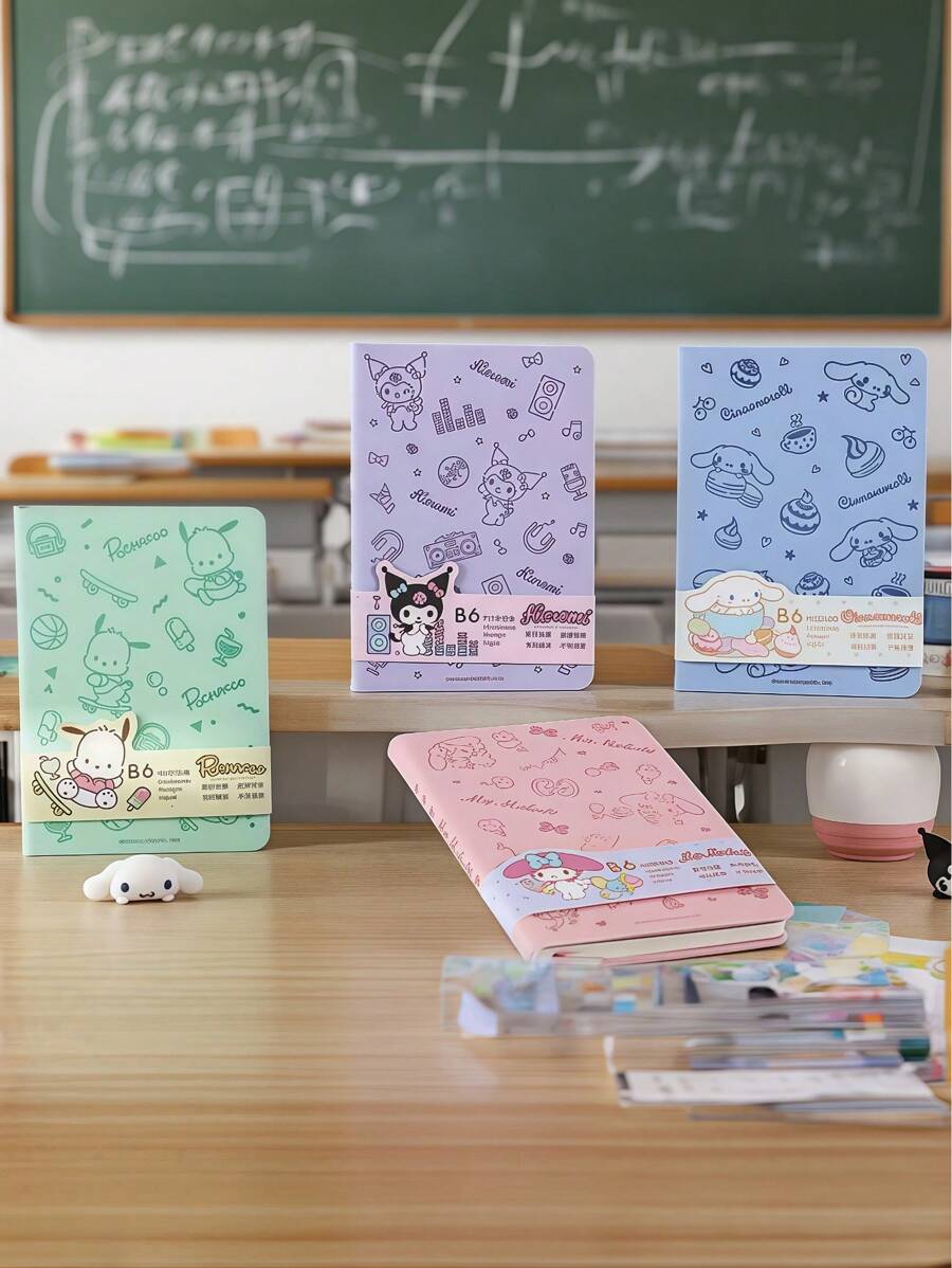 Sanrio 1 Peça Caderno de Couro B6 Sanrio, Bloco de Anotações Colorido e Fofo B6 de Desenho Animado, Diário de Estudante, Presente de Volta às Aulas para Crianças
