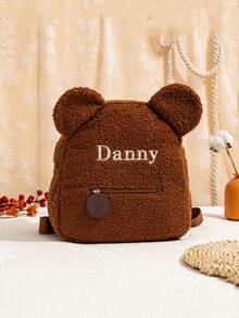 Personalized Embroidered Teddy Bear Backpack, Fluffy Kids Toddler Backpack, Customized Letter Backpack For Children - Many - View 4