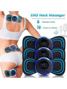 Nuevo parche de masaje con pantalla LCD, masajeador de cuello EMS, dispositivo de masaje eléctrico para cuello y espalda, estimulador muscular de pulso de 8 modos, portátil, capacidad de batería: 150mAh