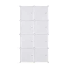 8-Cube Stackable Organizer - Modular Plastic Storage Shelves With Hanging Rod, Multifunctional Closet Cabinet For Bedroom Entryway, White - White - View 6