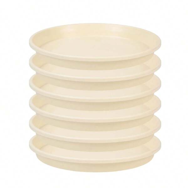 6 Stücke 4/6/8/10 Zoll Pflanzen Untertasse (Beige) - Kunststoff Blumentopf Tabletts für Innen und Außen, ideal für Pflanzen, Garten & Heimdekoration