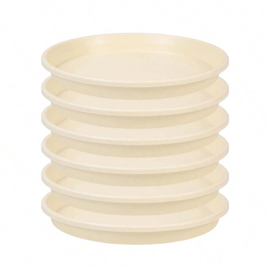6 Stücke 4/6/8/10 Zoll Pflanzen Untertasse (Beige) - Kunststoff Blumentopf Tabletts für Innen und Außen, ideal für Pflanzen, Garten & Heimdekoration