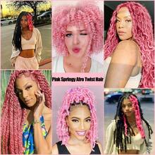 D3 Packs Pink Springy Afro Twist Hair 16 Inch PreSeparated Marley Twist Braiding Hair Soft Prefluffed Synthetic Cuban Twist Hair Extensions For Faux Butterfly Locs Spring Twist Passion Twist5001 - Pink - 查看 6