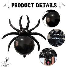 1pc/2pcs 32-Inch Halloween Black Spider Balloons, Halloween Spider Balloons Black Spider Foil Balloons, Suitable For Halloween Decoration, Haunted House, Room Decor, Outdoor Halloween Decoration, Birthday, Halloween Party - Black - View 8