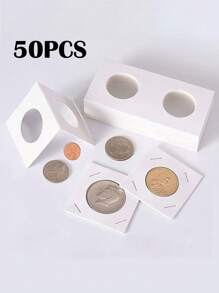 50PCS Multi Size Bronze Coin Collection Box With Protective Clip For Desktop Storage