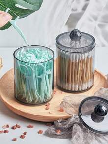 1/2/3/4pcs Black Qtip Holder, Jar Medicine Bottle Set, Bathroom Jar Set With Lid (For Swabs, Balls, Round Pads, Floss Picks), 10oz Plastic Jar Bathroom Bedroom Dresser Organizer ,Jewellery Box,Pouch,Makeup Brush Holder,Brush Holder,Perfume Organiser,Pouch Bag,Gifts For Women,Christmas Gifts,Gift Ideas For Women