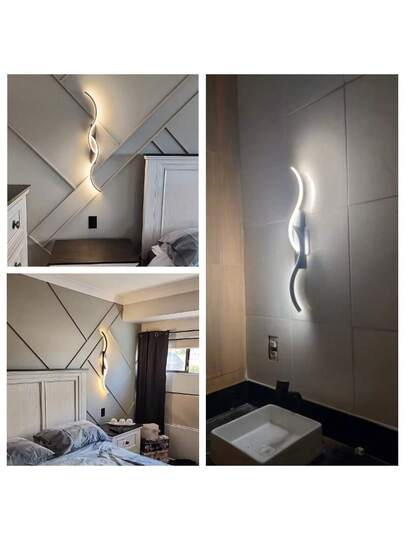 Moderne LED Wand Sconce Warm Wit Verlichting Temperature, Semi Flush Mount Metal Fixture Living Room, Dining Area, Vanity, Industrial Includes Installation Hardware, Removable Clamp, Hard Wire Setup, Polished Finish, 110V 240V Compatibility, Elegante Home Lighting Finish Lamp, Room view 7