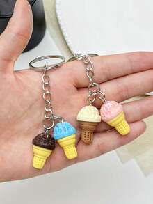 1pc/3pcs/5pcs Creative Cute Ice Cream Keychain, Minimalist Resin Keyring, Car Key Chain, Bag Pendant, Gift For Valentine's Day, Family, Kids, Best Friend Birthday - Multicolor - View 3