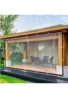 1块透明防雨防水篷布带密封圈，户外花园透明防雨罩防风篷布，适用于庭院鸡舍遮阳，植物露营