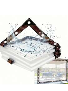 1块透明防雨防水篷布带密封圈，户外花园透明防雨罩防风篷布，适用于庭院鸡舍遮阳，植物露营