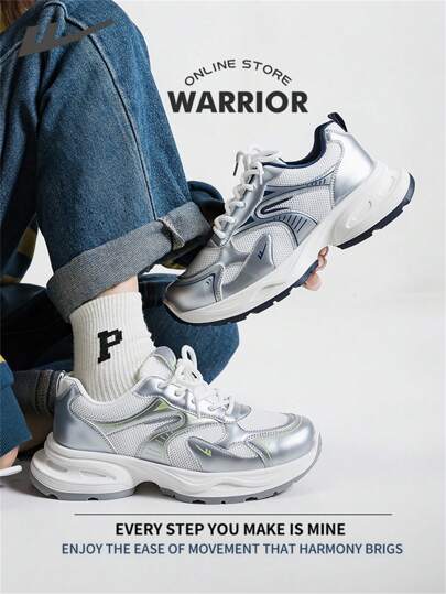 WARRIOR Warrior Comfortable Street Style Chunky Shoes For WomenSpring And SummerLightweightComfortableBreathableRunning ShoesModest StyleCasual Yet SleeksneakersApplicable Throughout The Yearwear-ResistingAll-Day WearTraining Sneakers Little White Shoes