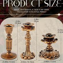 French Nostalgic Floral Resin Candle Holder Antique Bronze/Furniture Decoration/Retro Ornaments Candlestick Excellent Home Decor Ornaments For Mother's Day, Birthdays, Back To School Season, Graduation Season, And Wedding Season(Handmade Crafts May Have An Error Of Around 1cm)