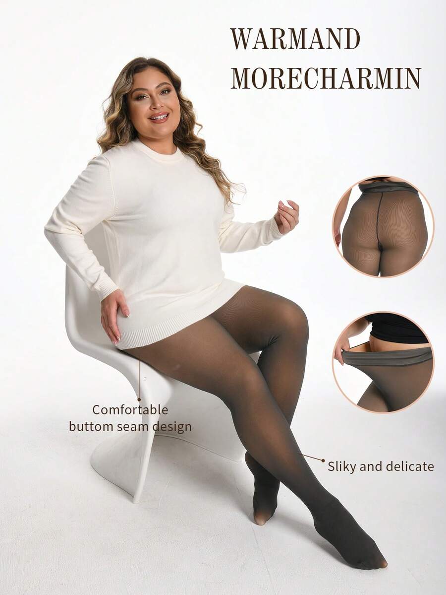 Elegant Ladies' Fleece Warm Stockings - Thickened Warm Pantyhose For Autumn And Winter, Suitable For Home Wear And Pajamas  None