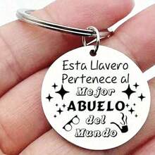 2 Stücke Bester Opa Schlüsselanhänger, spanisch lasergravierten runden Edelstahl Schlüsselanhänger für Opa, Weihnachten, Thanksgiving, Geburtstag Geschenke, Familien Party Zubehör