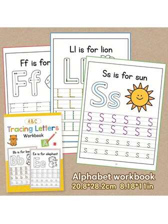 Libro para colorear del alfabeto inglés, libro de trabajo para el reconocimiento de letras A-Z y el aprendizaje de palabras en inglés para niños