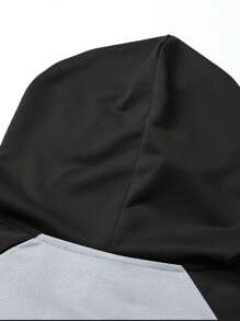 Men's Spring/Autumn Lightweight Raglan Sleeve Color Block Hoodie, Long Sleeve Pocket Casual Sports Outdoor Commute Work Fishing Camping Vacation Sweatshirt, Gift For Boyfriend/Husband, Color Block Hooded Pullover