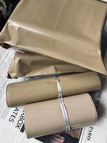 50pcs Beige Courier Bags, Made Of New Material, Thick Packing Bags, Plane-Shaped Boxes, School Supplies, Transport Courier Packaging Bags, Self-Adhesive Waterproof Bags - Apricot - View 3
