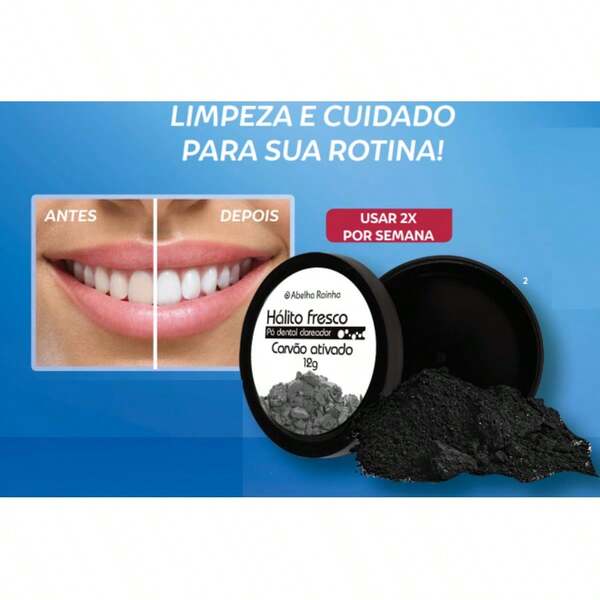 Dente Branqueador em Pó Clareamento dos dentes com Carvão Ativado - Elimina Manchas de Fumo, Manchas de Café, Manchas de Chá