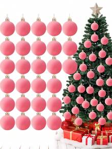 12 decorațiuni de Crăciun pentru brad, bile de catifea lucrate manual, decorațiuni de Crăciun cu bile de catifea roz, decorațiuni de Crăciun cu bile de 3,15 inci, bile din plastic plușate, ornamente de Crăciun suspendate, ornamente de Crăciun plușate pentru petreceri, bile de catifea lucrate manual, decorațiuni de Crăciun pentru brad, bile de catifea de Crăciun (produsul include frânghie)
