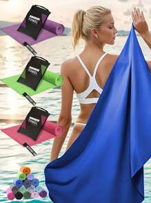 1 pieza Toalla deportiva para exteriores de secado rápido y absorbente, toalla de microfibra para la playa, toalla de viaje compacta y suave, toalla ligera para adultos, toalla deportiva absorbente de sudor, toalla de yoga, toalla de fitness, toalla absorbente de sudor para viajes, yoga, playa, baño, natación, senderismo, escalada, fitness, mochilero, picnics, piscinas, campamento, elementos esenciales de playa u otros deportes