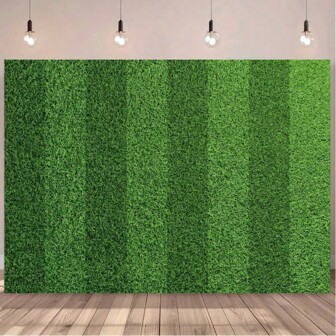 1pc Football Field Party Backdrop Green Grass Lawn Banner For Sports Events, Soccer Game Decorations & Birthday Celebrations, No Power Needed