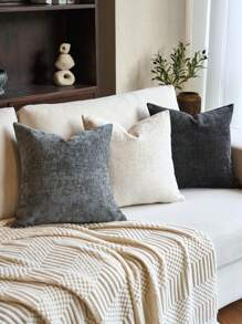 1pc Bamboo Chenille Pillow Cover (No Insert), Modern Minimalist Bamboo Chenille Decorative Cushion Cover, Suitable For Bedroom, Sofa, Car Seat, All Season