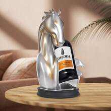 Bazargame Bottle Holder Horse Statue Resin Wine Storage Display Rack 17 * 30cm Wine Rack Spray Painting Modern Display Shelf Single Bottle Rack For Countertop Classic Gift Display Decor Horse - Silver - View 4