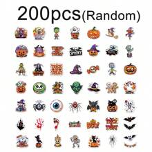 100/200 pièces Autocollants thème citrouille d'Halloween, autocollants de fête imperméables en vinyle, pour cadeaux de fête, décoration d'Halloween, décoration de maison, bouteilles d'eau, ordinateurs portables, tasses