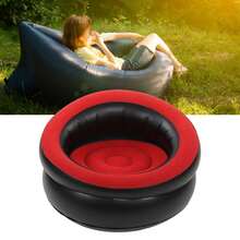 78 X 75cm InflatableSimple Sofa Flocking Couch With a fast valve, Inflatable Chair Ergonomic Design Air Chaise Lounge Portable Blow Up Sofa, Inflatable Couch for Living Room Bedroom Reading Room Office Balcony Travel Futon Sets - Rojo - Ver 11