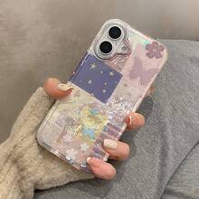 Funda para teléfono con diseños clásicos. Un exquisito diseño artesanal con vibrantes mariposas y motivos florales glaciares. Funda ligera para phone 16 Pro, 13, 14 Pro y 15. Presenta delicados motivos florales estilo grafiti. - Blanco - Ver 2