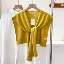 1pc Women's Solid Color Shawl Cardigan, Lightweight Spring/Autumn Shirt Collar Accessory, Suitable For Layering With Sweaters, Shirts, Scarves For Students And Office Wear