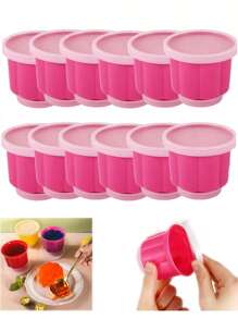 6/12 Packs Silicone Pudding Molds With Lids, Easy Release Non-Stick Octagon Jelly Molds Set For Mousse, Ice Cream - Perfect For Birthday Party Supplies, Camping Dessert, Home Baking, Christmas & Eid Gift