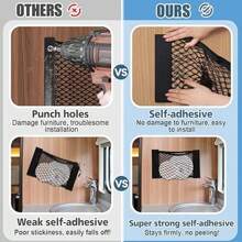 1 件光滑后备箱钩环网袋，弹性汽车后备箱储物网袋，弹性网状网用于后备箱储物整理，适合家庭使用 - 附背膠黑色 - 查看 4