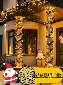 1 个户外太阳能 LED 灯串，IP65 防水，8 种照明模式，童话仙女装饰灯，适用于花园、庭院、露台、派对、圣诞树、婚礼、节日装饰、圣诞节、万圣节、情人节、新年氛围装饰灯，200/100/50/20 LED（暖白/白/彩/紫）