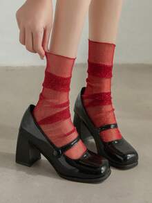 1 Đôi tất cổ cao nhẹ, thoáng khí, thời trang mùa hè cho nữ, tất lưới đa năng lấy cảm hứng từ phong cách cổ điển, làm nổi bật phong cách hàng ngày của bạn, quà tặng Giáng sinh - 36-39 - Xem 12