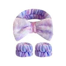 Bandas de pelo de lana de coral para mujer, bandas de pelo absorbentes impermeables para mujer NGAU - morado-6 piezas - Ver 4