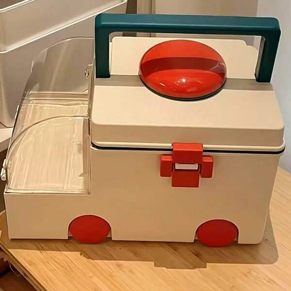 1pc Compact First Aid Kit Storage Box - Durable PP Material Storage Container, Suitable For Home, Dorm And Outdoor Emergency, Can Be Used For Medicine And First Aid Supplies Storage